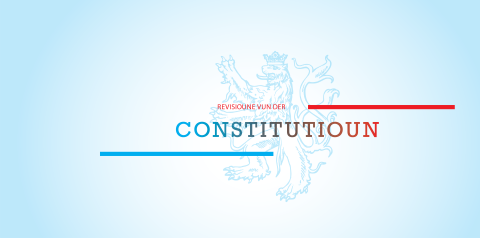 Le logo des révisions de la constitution avec le lion luxembourgeois sur fond bleu