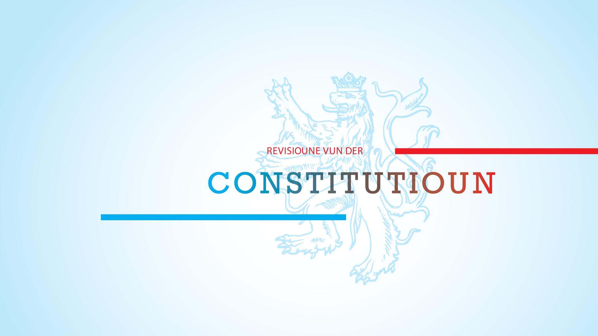 Le logo des révisions de la constitution avec le lion luxembourgeois sur fond bleu